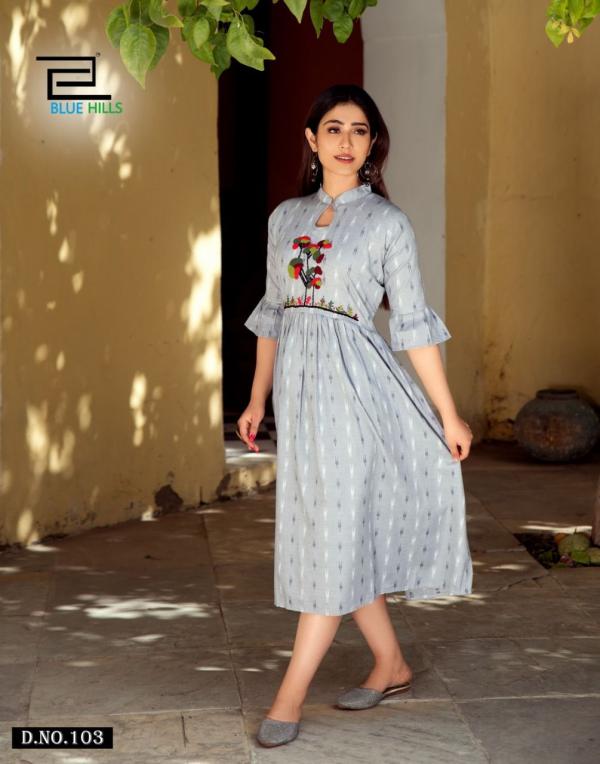 Blue Hills Sugar Rayon Beautiful Thread Work Kurti